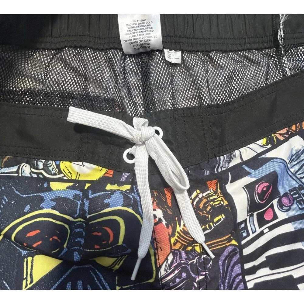 Star Wars Mens Comic Book Print Swim Trunks Board Shorts Mesh Lining 2XL